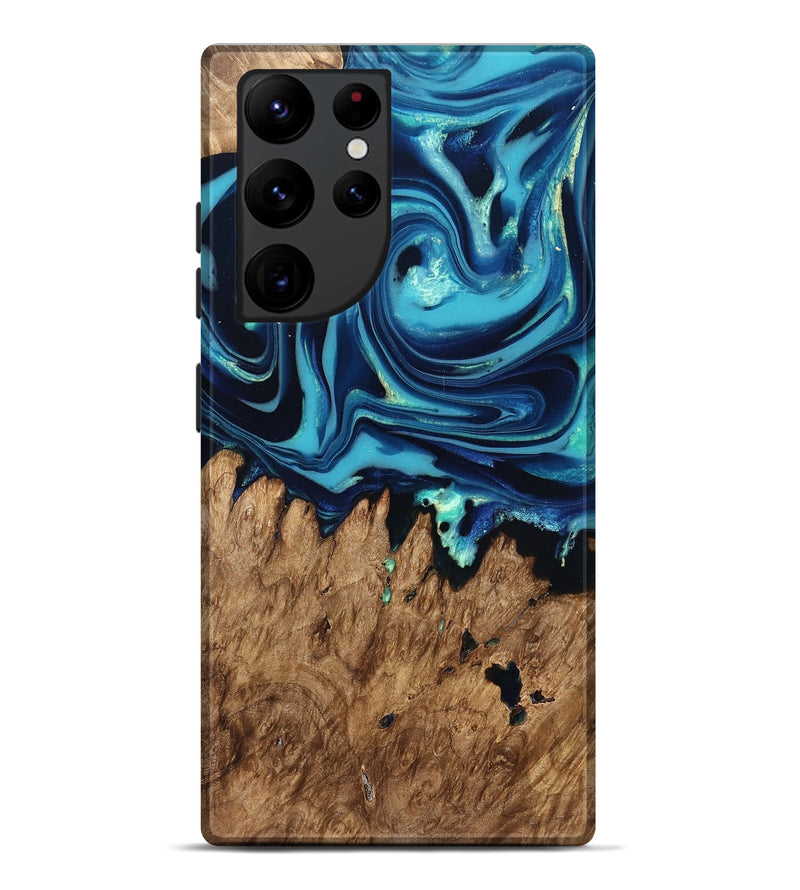 Galaxy S22 Ultra Wood Live Edge Phone Case - Rosina (Blue, 829809)