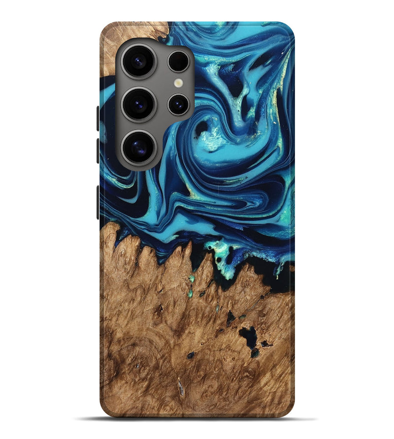 Galaxy S25 Ultra Wood Live Edge Phone Case - Rosina (Blue, 829809)