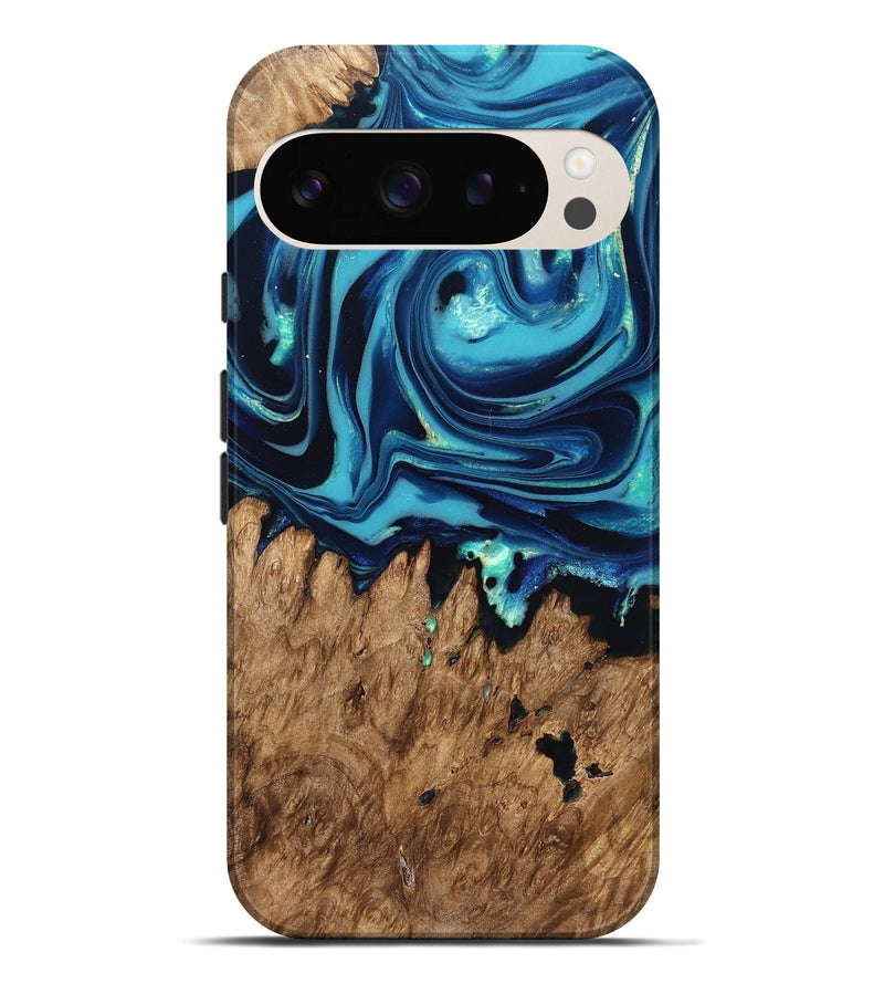 Pixel 9 Pro XL Wood Live Edge Phone Case - Rosina (Blue, 829809)