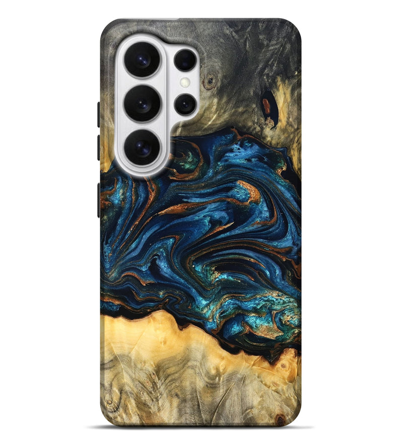 Galaxy S26 Ultra Wood Live Edge Phone Case - Tempie (Teal & Gold, 829816)