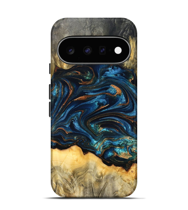Pixel 11 Wood Live Edge Phone Case - Tempie (Teal & Gold, 829816)