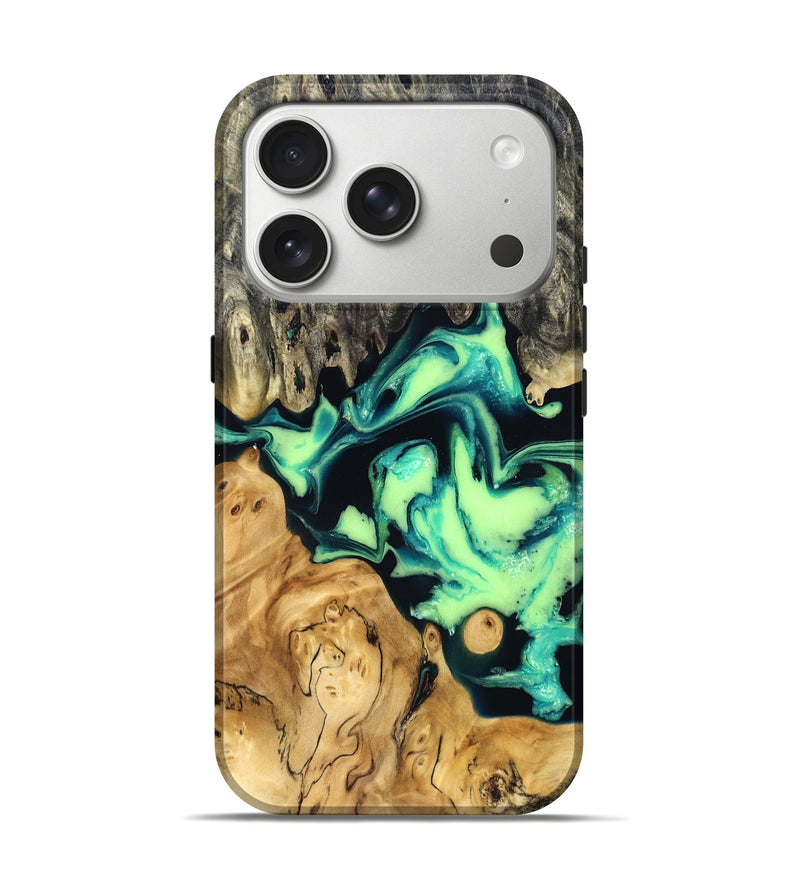 iPhone 17 Pro Wood Live Edge Phone Case - Tony (Green, 829825)