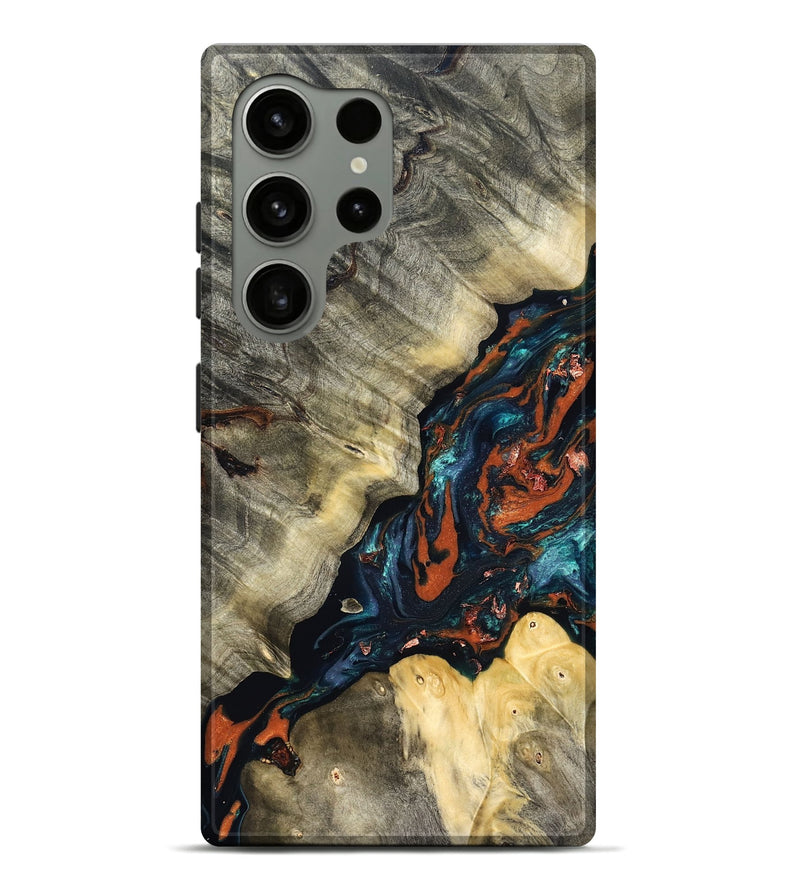 Galaxy S24 Ultra Wood Live Edge Phone Case - Cortez (Teal & Gold, 829832)