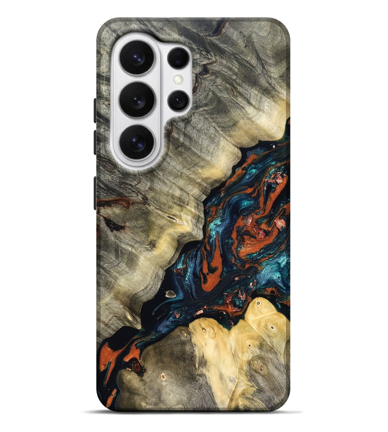 Galaxy S26 Ultra Wood Live Edge Phone Case - Cortez (Teal & Gold, 829832)