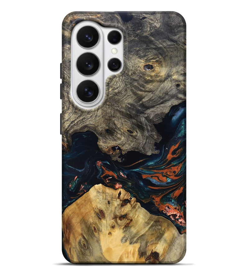 Galaxy S26 Ultra Wood Live Edge Phone Case - Yehuda (Teal & Gold, 829836)