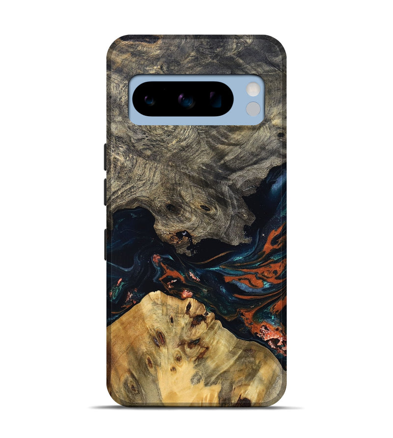 Pixel 8 Pro Wood Live Edge Phone Case - Yehuda (Teal & Gold, 829836)