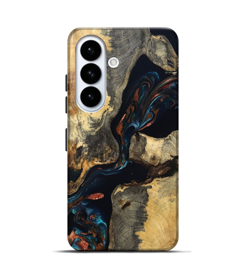 Galaxy S26 Wood Live Edge Phone Case - Janene (Teal & Gold, 829839)