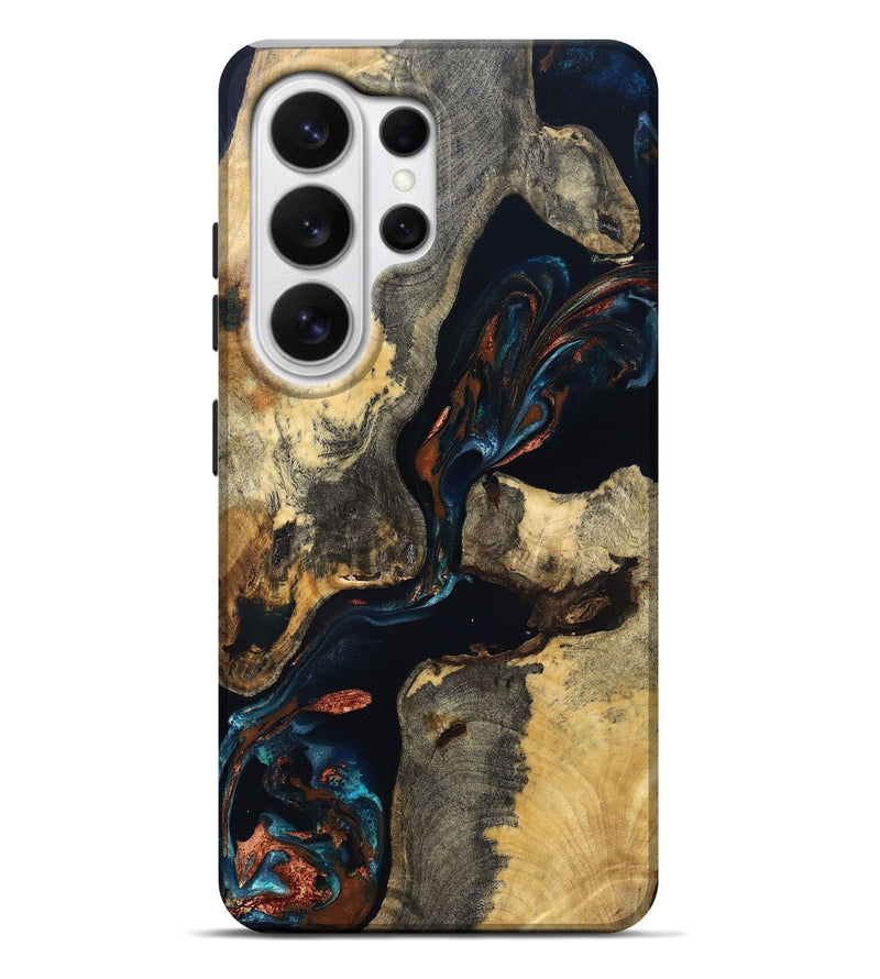 Galaxy S26 Ultra Wood Live Edge Phone Case - Janene (Teal & Gold, 829839)