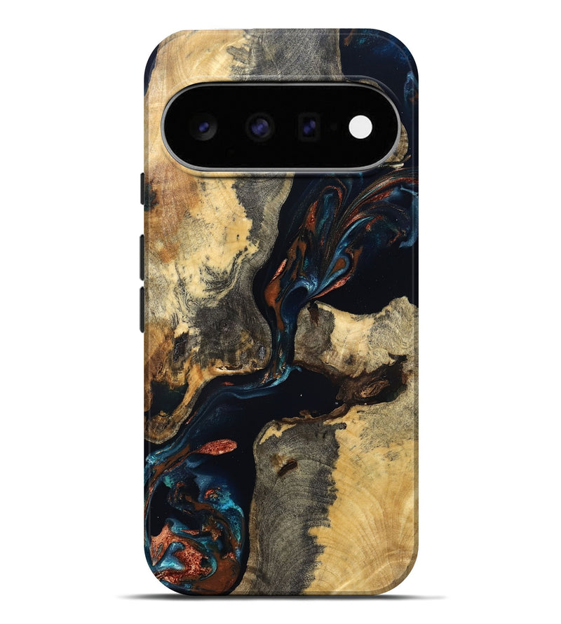 Pixel 11 Pro XL Wood Live Edge Phone Case - Janene (Teal & Gold, 829839)