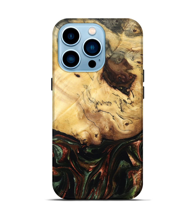 iPhone 14 Pro Wood Live Edge Phone Case - Aron (Green, 829840)