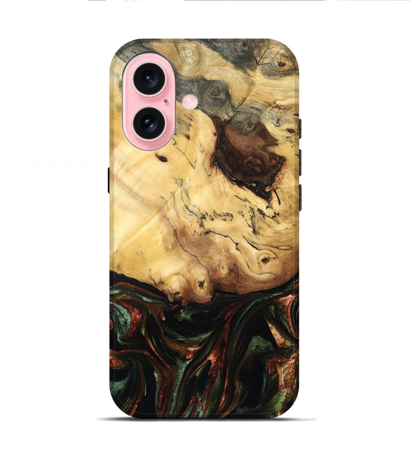 iPhone 16 Wood Live Edge Phone Case - Aron (Green, 829840)