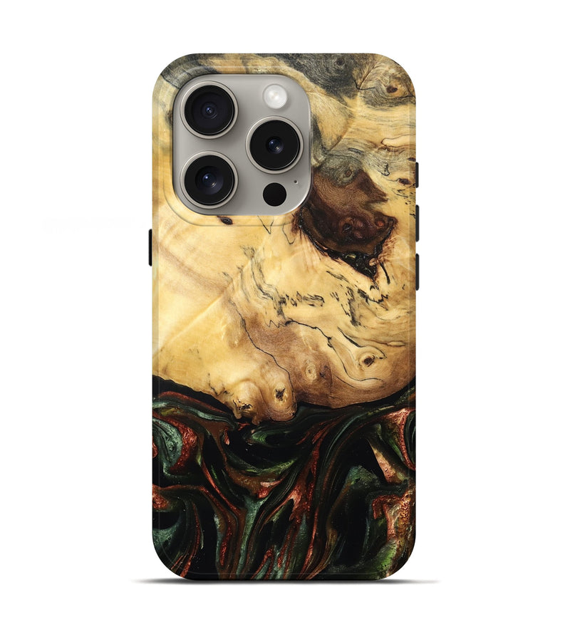 iPhone 16 Pro Wood Live Edge Phone Case - Aron (Green, 829840)