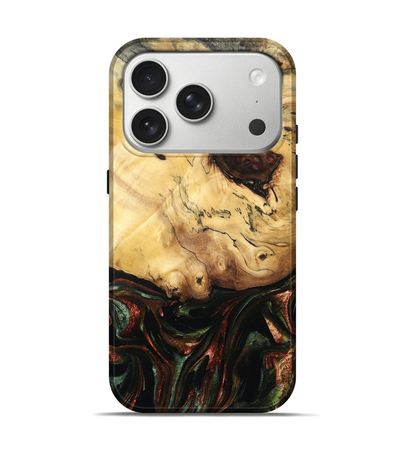 iPhone 17 Pro Wood Live Edge Phone Case - Aron (Green, 829840)