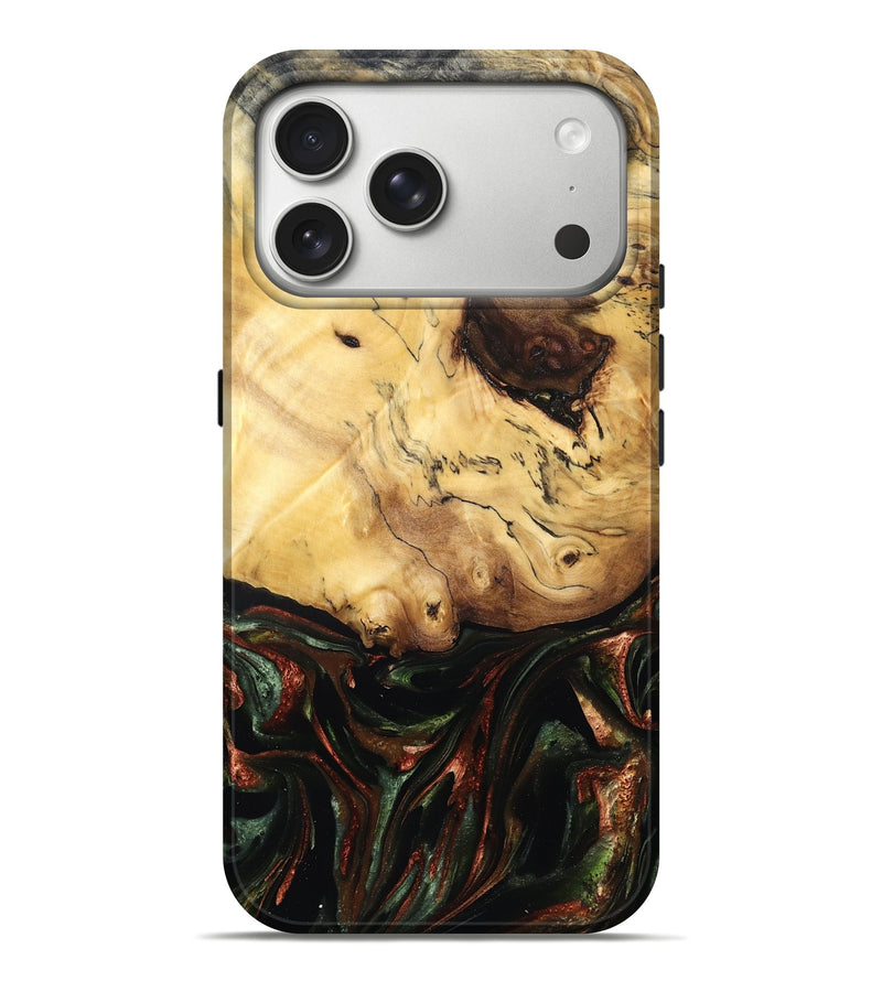 iPhone 17 Pro Max Wood Live Edge Phone Case - Aron (Green, 829840)