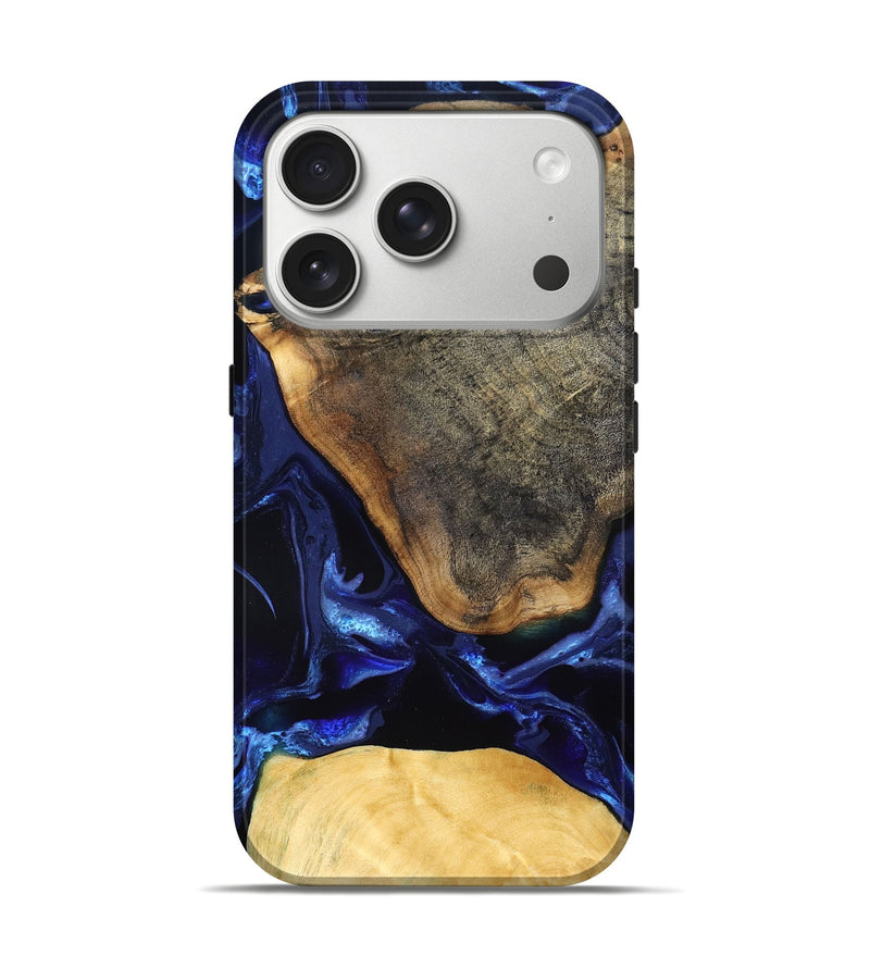 iPhone 17 Pro Wood Live Edge Phone Case - Coretta (Blue, 829841)