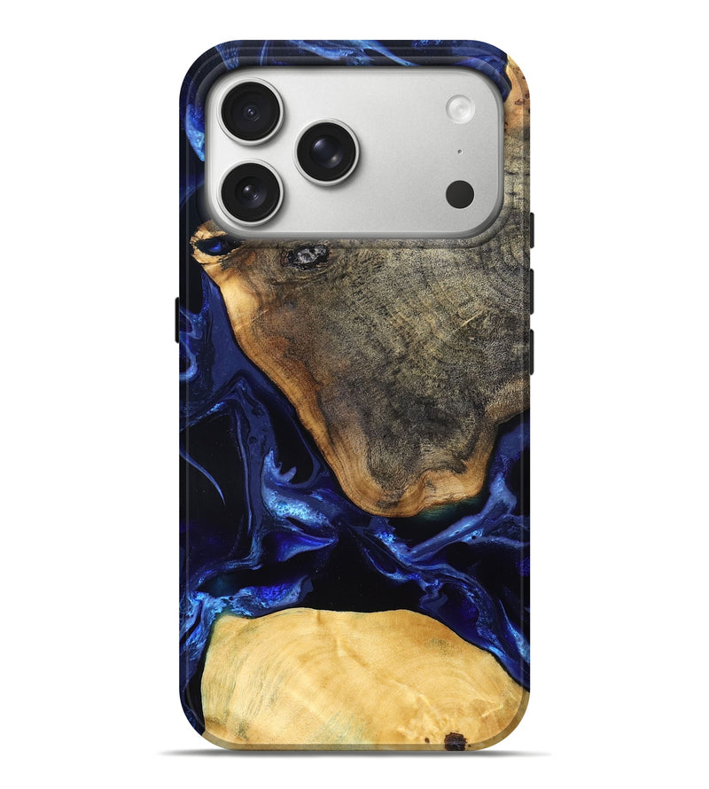 iPhone 17 Pro Max Wood Live Edge Phone Case - Coretta (Blue, 829841)