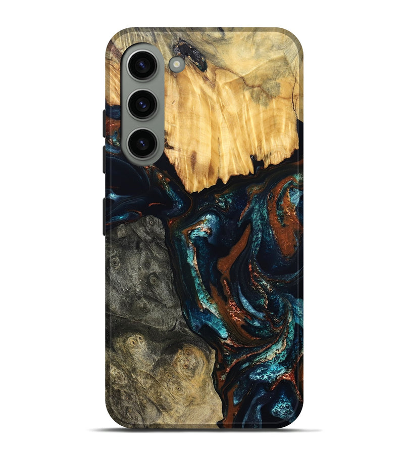 Galaxy S23 Plus Wood Live Edge Phone Case - Boyd (Teal & Gold, 829843)