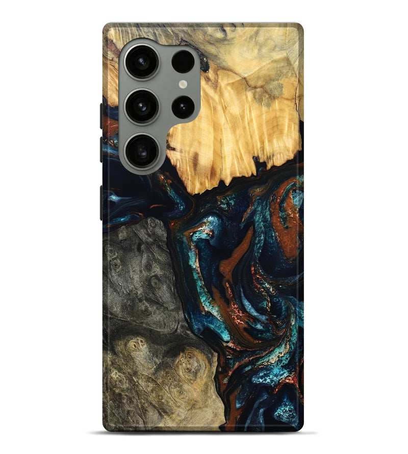 Galaxy S24 Ultra Wood Live Edge Phone Case - Boyd (Teal & Gold, 829843)