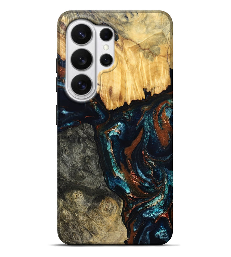 Galaxy S26 Ultra Wood Live Edge Phone Case - Boyd (Teal & Gold, 829843)