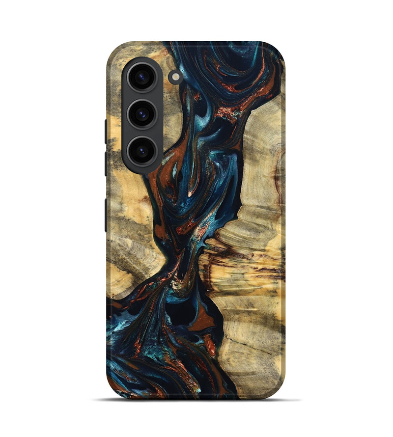 Galaxy S23 Wood Live Edge Phone Case - Luz (Teal & Gold, 829845)