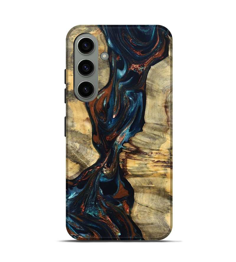 Galaxy S24 Wood Live Edge Phone Case - Luz (Teal & Gold, 829845)