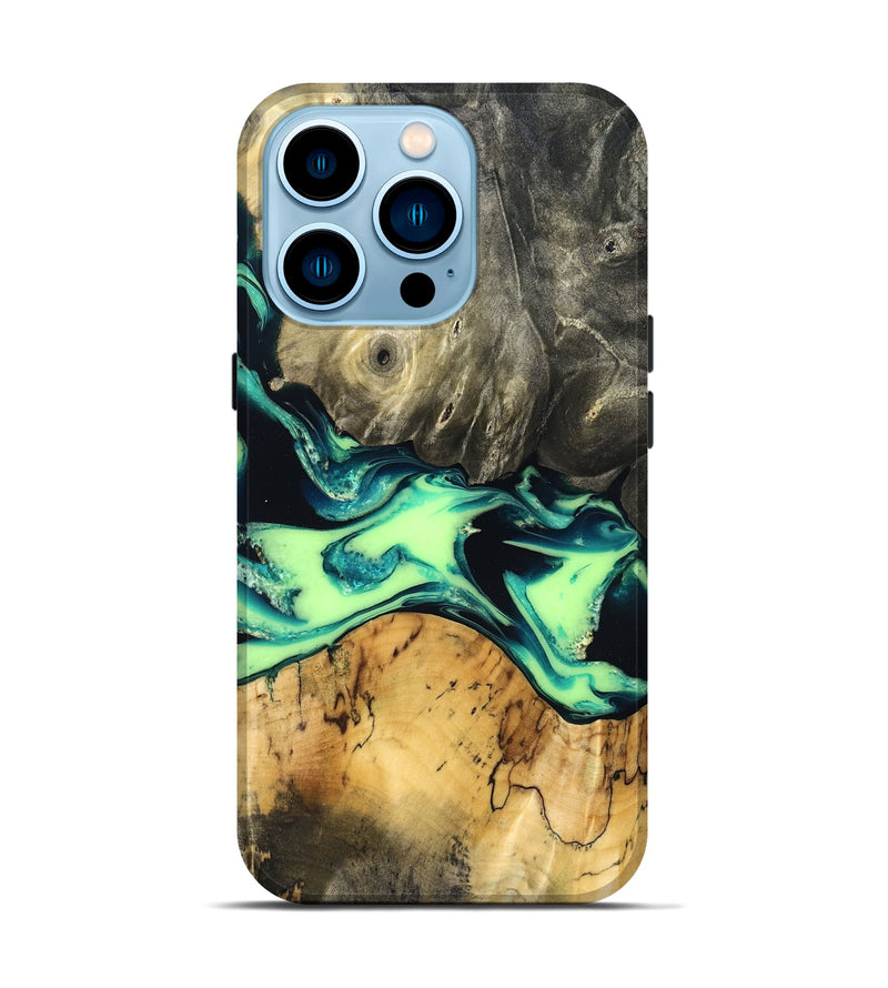 iPhone 14 Pro Wood Live Edge Phone Case - Jacklyn (Green, 829846)