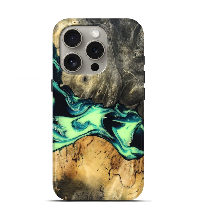iPhone 16 Pro Wood Live Edge Phone Case - Jacklyn (Green, 829846)