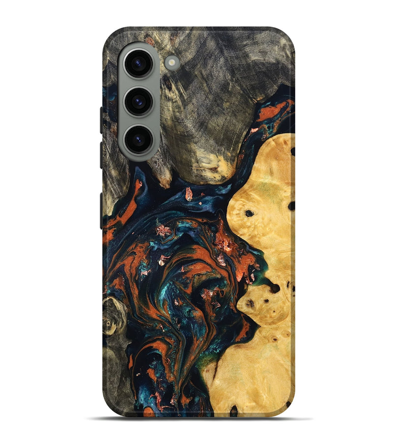 Galaxy S23 Plus Wood Live Edge Phone Case - Joana (Teal & Gold, 829855)