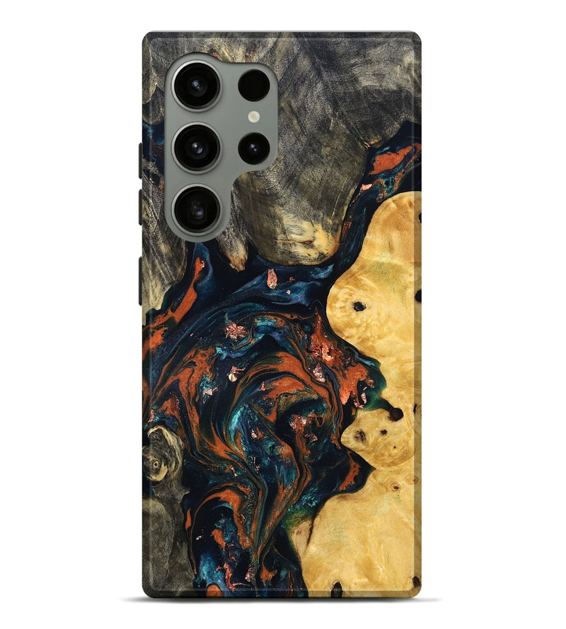 Galaxy S24 Ultra Wood Live Edge Phone Case - Joana (Teal & Gold, 829855)