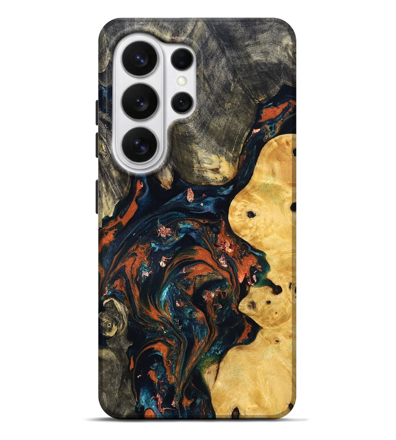 Galaxy S26 Ultra Wood Live Edge Phone Case - Joana (Teal & Gold, 829855)