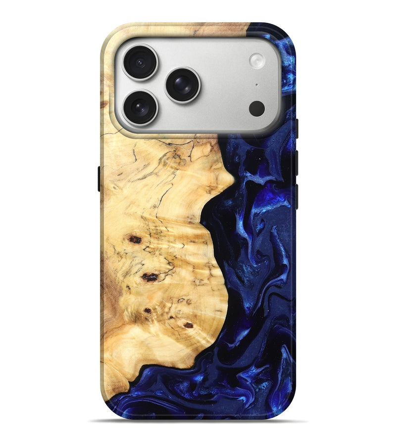 iPhone 17 Pro Max Wood Live Edge Phone Case - Ayana (Blue, 829858)
