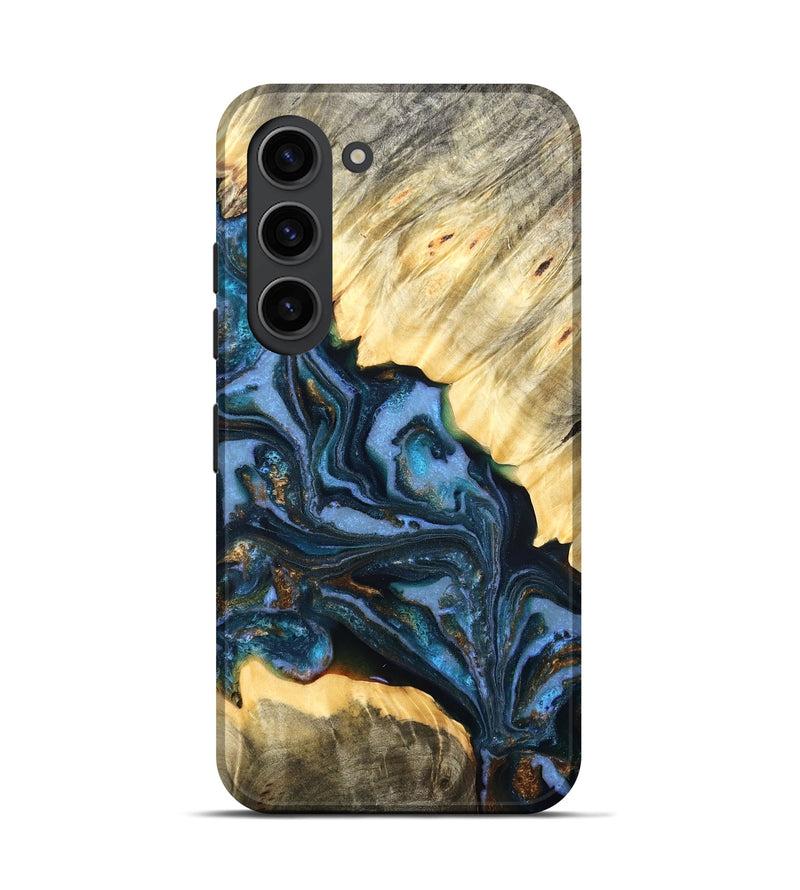 Galaxy S23 Wood Live Edge Phone Case - Jaslene (Teal & Gold, 829859)