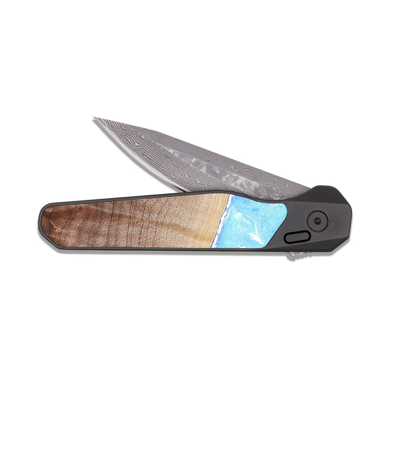 EDC Dark Damascus Wood Pocket Knife - Uriah (Coastal, 829927)