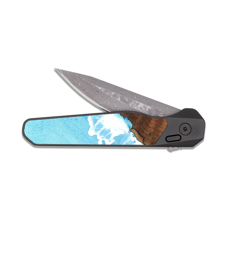 EDC Dark Damascus Wood Pocket Knife - Yetta (Coastal, 829937)