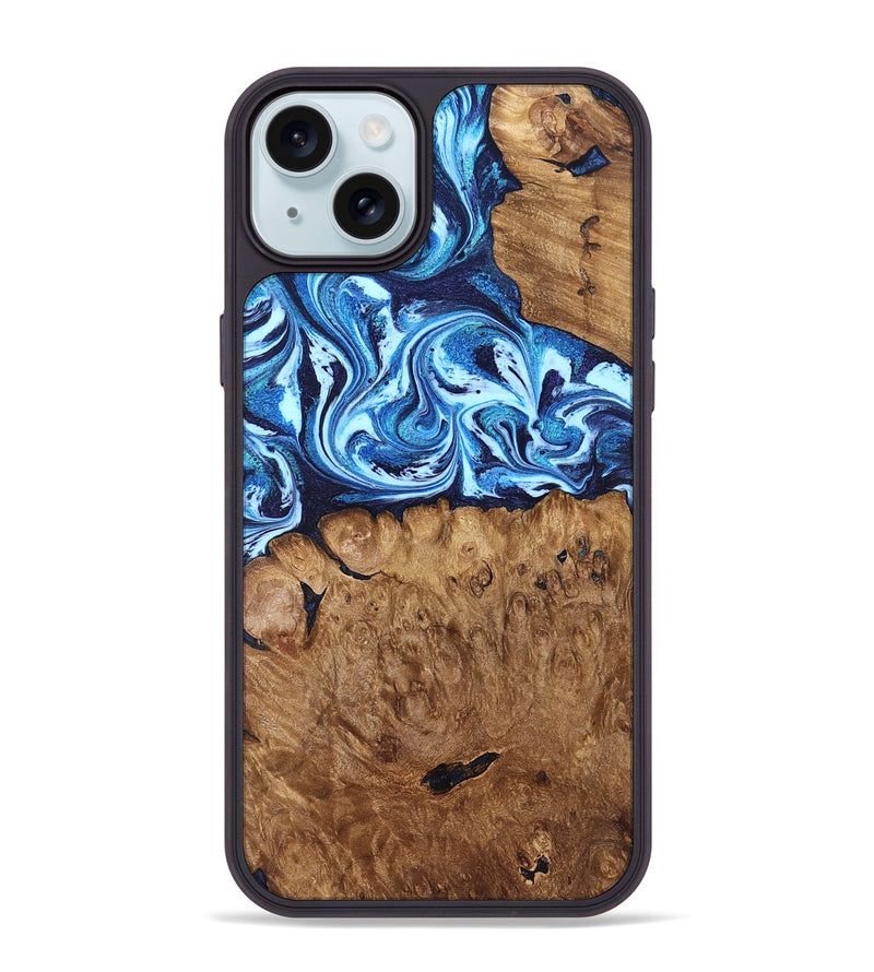 iPhone 15 Plus Wood Phone Case - Manila (Blue, 829952)