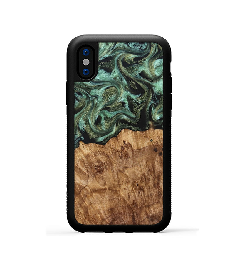 iPhone Xs Wood Phone Case - Jasmyn (Green, 829976)