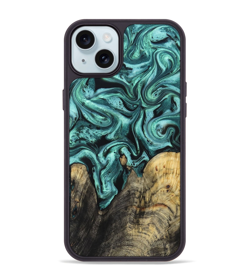 iPhone 15 Plus Wood Phone Case - Omarion (Green, 829977)