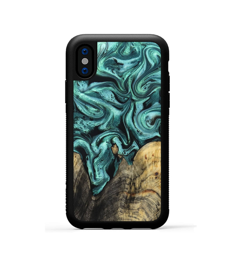 iPhone Xs Wood Phone Case - Omarion (Green, 829977)