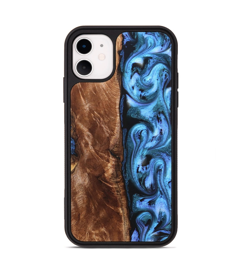 iPhone 11 Wood Phone Case - Lily (Blue, 829989)