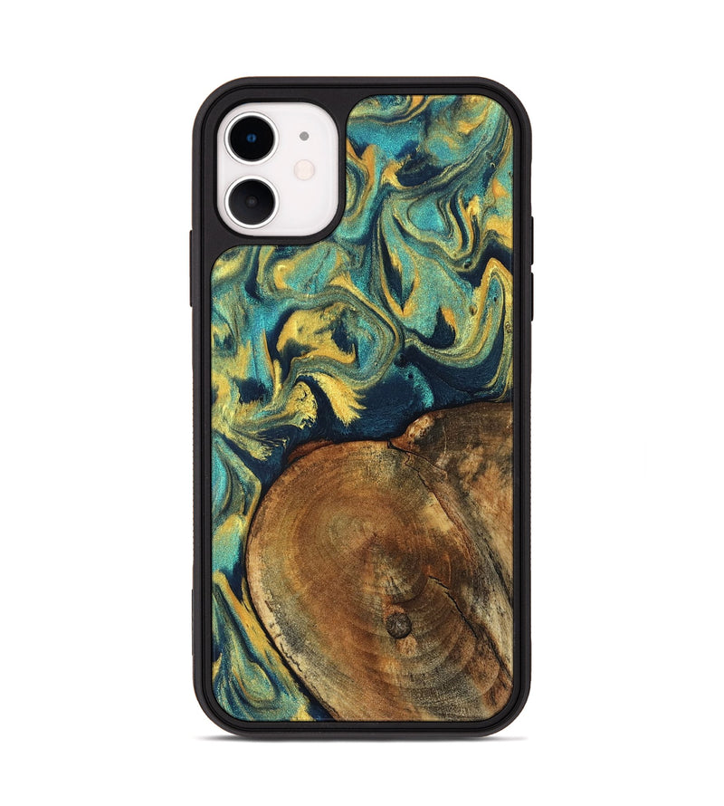 iPhone 11 Wood Phone Case - Odie (Teal & Gold, 829995)