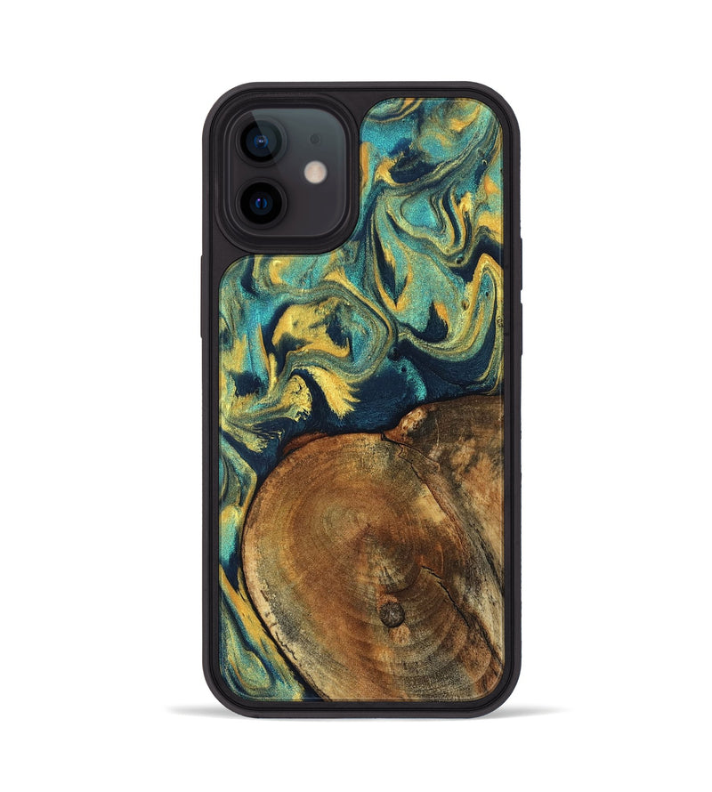 iPhone 12 Wood Phone Case - Odie (Teal & Gold, 829995)