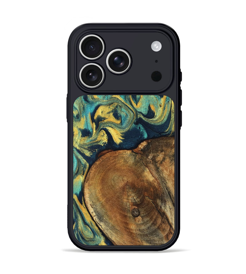 iPhone 17 Pro Wood Phone Case - Odie (Teal & Gold, 829995)