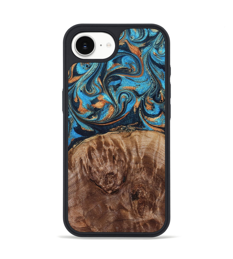 iPhone 17e Wood Phone Case - Nautica (Teal & Gold, 829996)