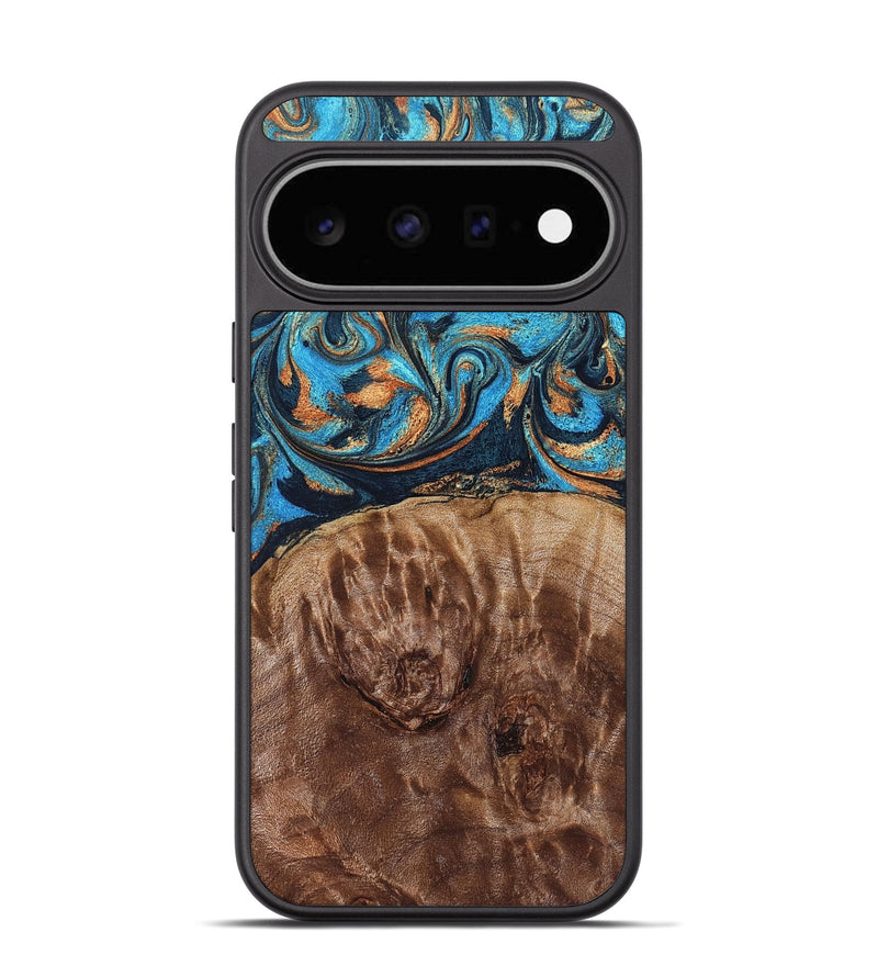 Pixel 11 Wood Phone Case - Nautica (Teal & Gold, 829996)