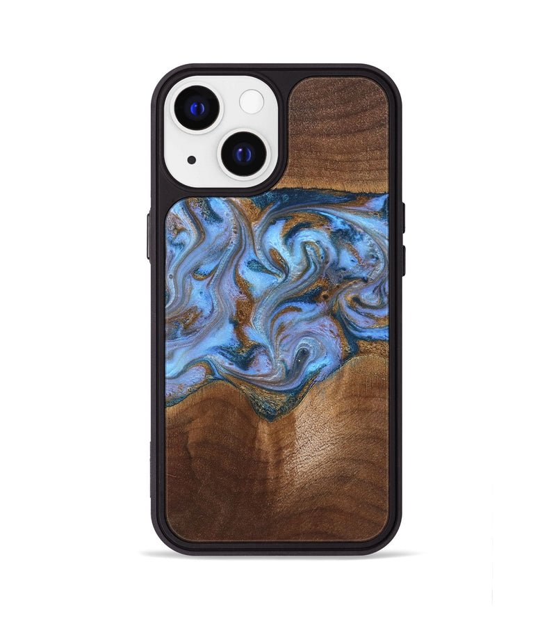 iPhone 13 Wood Phone Case - Ford (Teal & Gold, 830001)