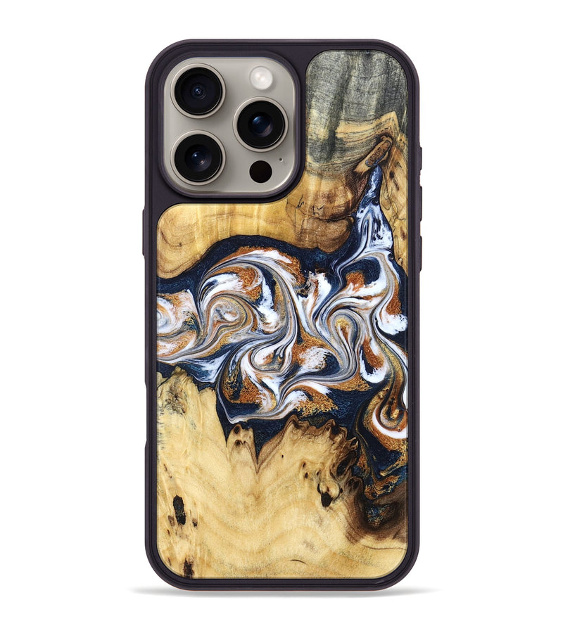 iPhone 16 Pro Max Wood Phone Case - Savanna (Teal & Gold, 830008)