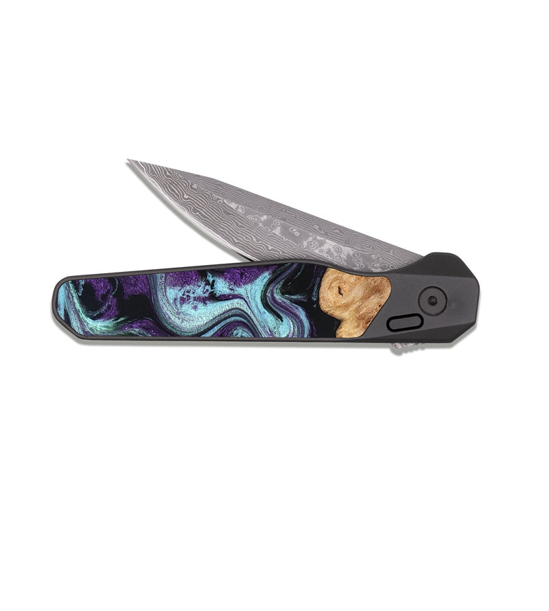 EDC Dark Damascus Wood Pocket Knife - Florida (Purple, 830018)