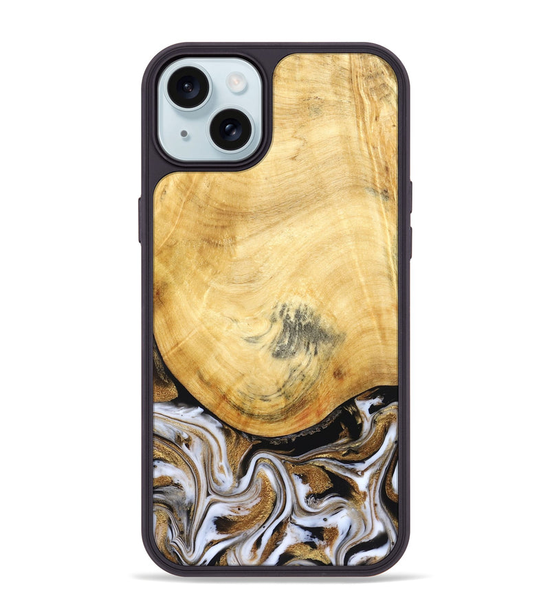 iPhone 15 Plus Wood Phone Case - Kamiyah (Black & White, 830030)