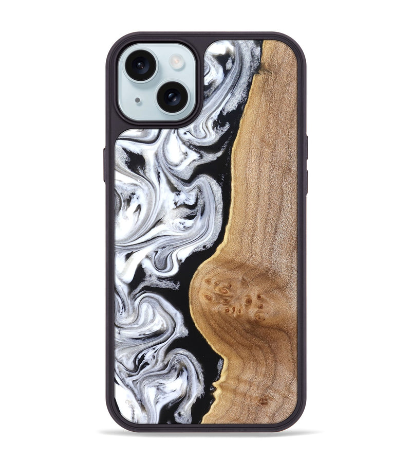 iPhone 15 Plus Wood Phone Case - Rolland (Black & White, 830032)