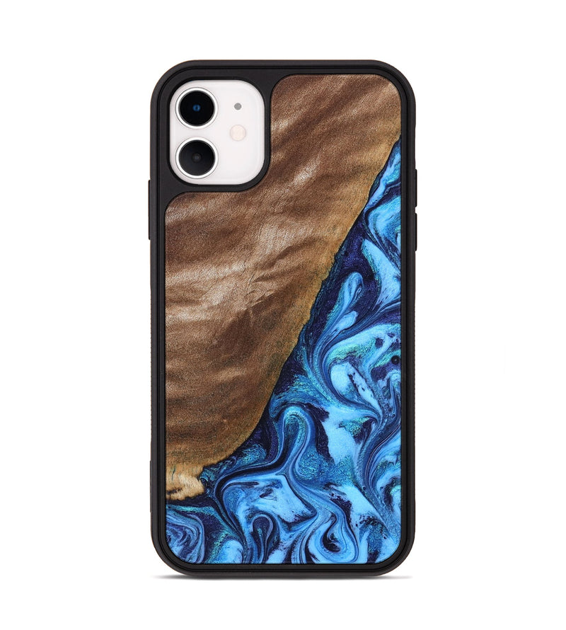iPhone 11 Wood Phone Case - German (Blue, 830127)